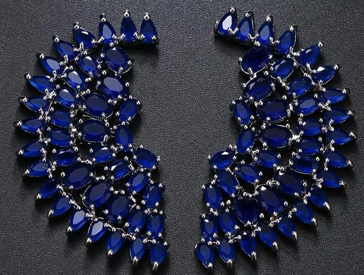 blue Emmaya брендовые Модные Роскошные AAA кубический циркон многоцветные Асимметричные симметрические серьги для женщин Свадебные путешествия ювелирные изделия подарок - Окраска металла: blue