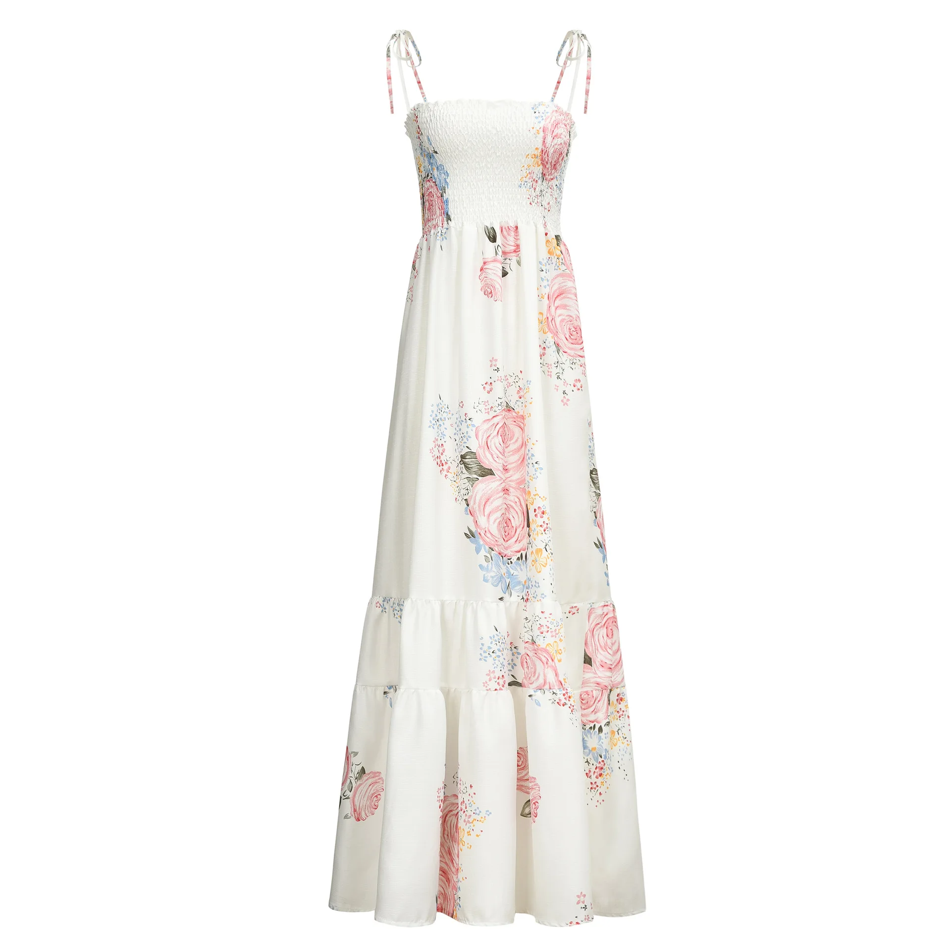 

YOUNG VIVA Women Dresses Off Shoulder Floral Pattern Bohemian Floor Spaghetti Strap Dress l191