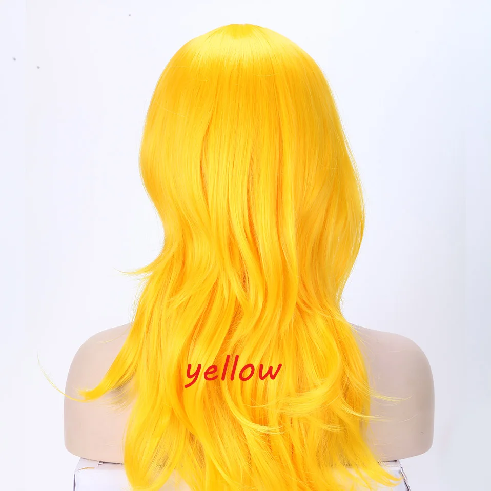 yellow S-noilite длинные волнистые косплей красный зеленый Puprle розовый черный синий серебристый серый коричневый синтетические волосы парики - Цвет: yellow