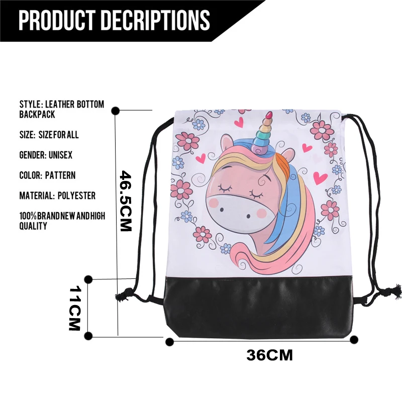 Jom Tokoy новые сумки на шнурке с 3d принтом единорога кожаный женский рюкзак Mochila Feminina