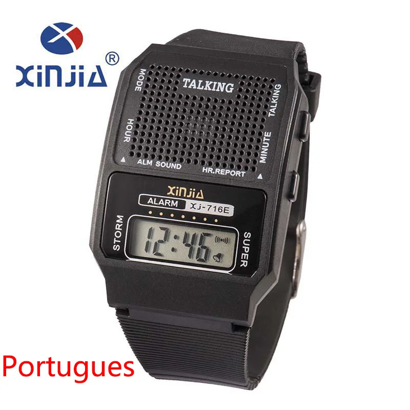 Black Portugues Простые говорящие часы для пожилых мужчин и женщин, электронные цифровые спортивные наручные часы для слепых - Цвет: Black Portugues