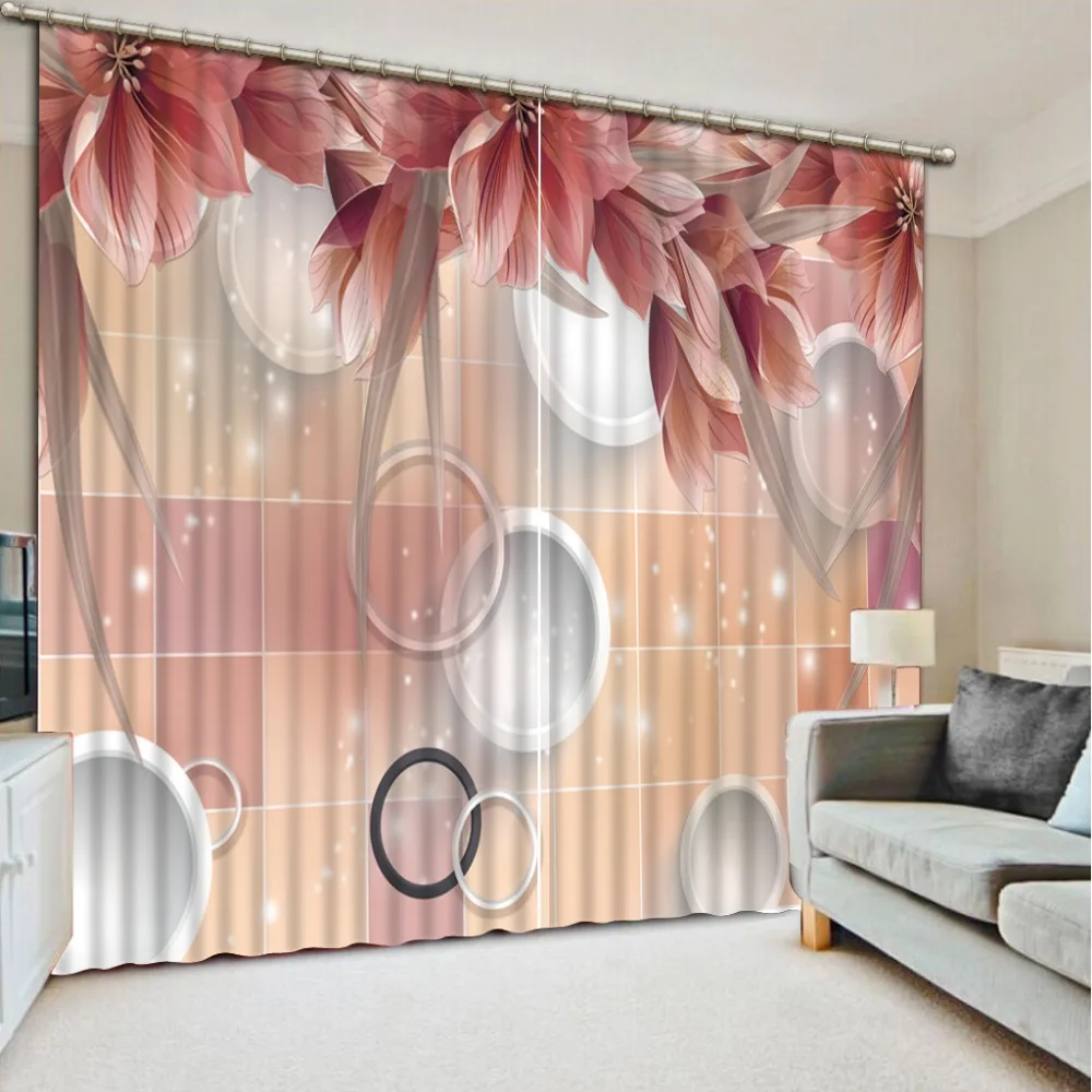 Фото занавески 3d Простые цветочные круглые для гостиной спальни оконные шторы
