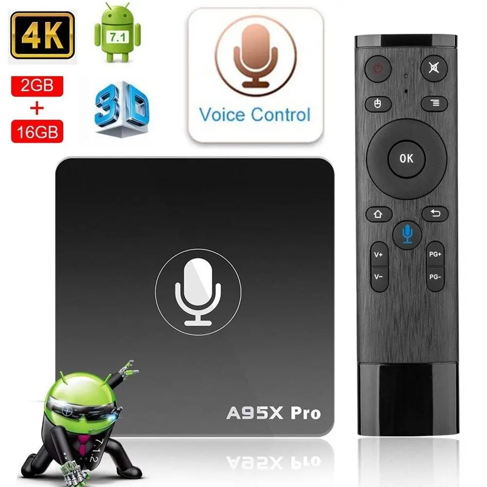 A95X PRO Android 7 1 ТВ приставка с голосовым пультом дистанционного управления Amlogic S905W