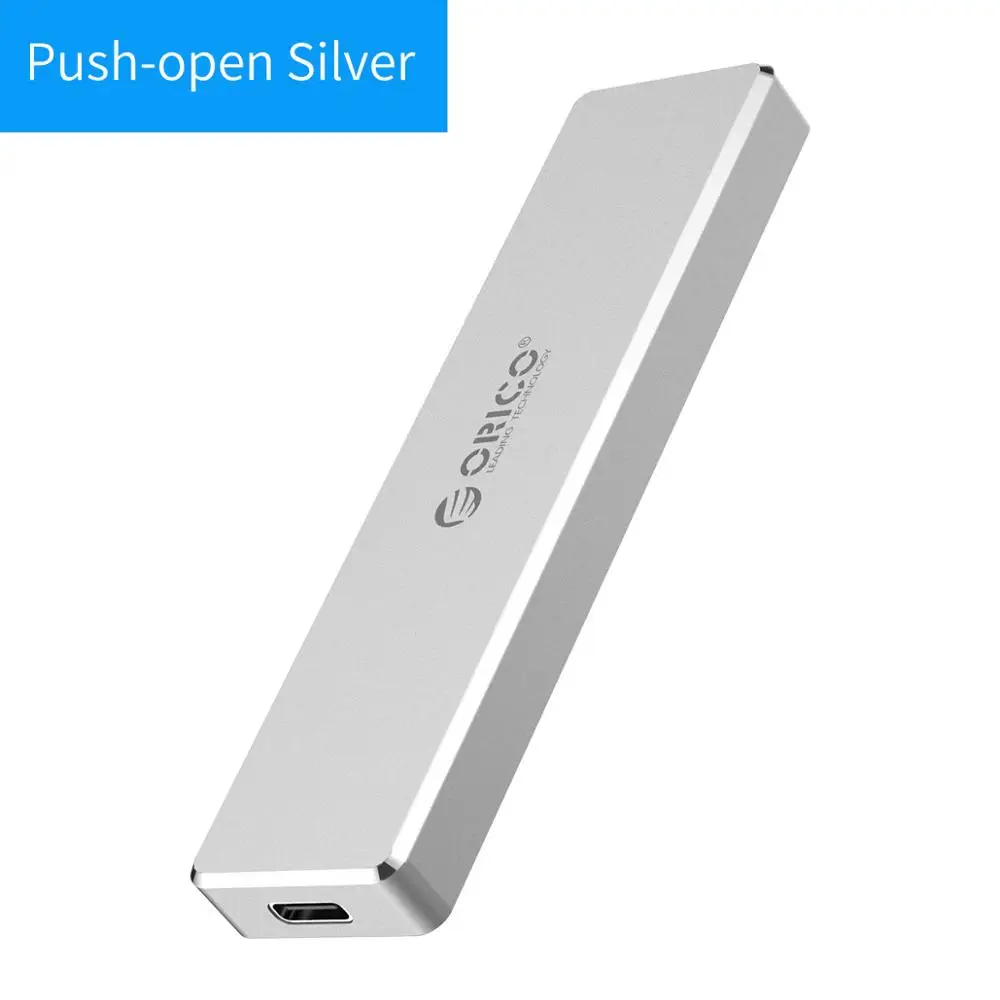 Push-open Silver Чехол ORICO M.2 NVME SSD, корпус, чехол на жесткий диск s Mini Clip, чехол для хранения 2 ТБ M.2, ключ к USB 3,1, корпус жесткого диска - Цвет: Push-open Silver
