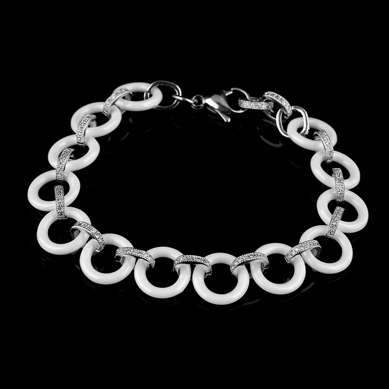 Новинка 2017 женский браслет белый керамический с украшениями стразы чокер из