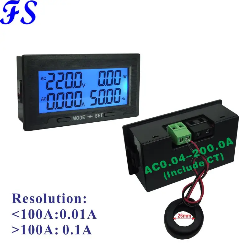 YB5142DM AC 20A 100A 200A 500A PF метр ЖК дисплей цифровой вольтметр Амперметр переменного