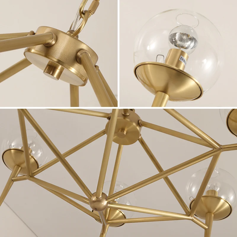 Новинка 6/8 хрустальный шар медная люстра светильники Lustre Led E14 светильник Beanstalk