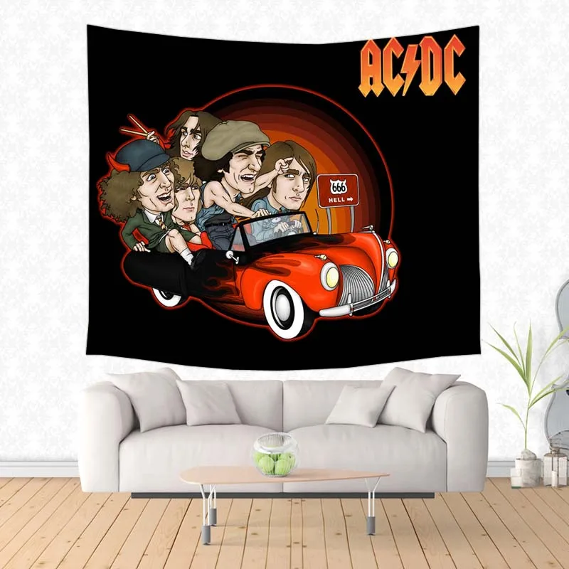 Большой Настенный Гобелен AC DC на заказ пляжный коврик для йоги полиэстеровый