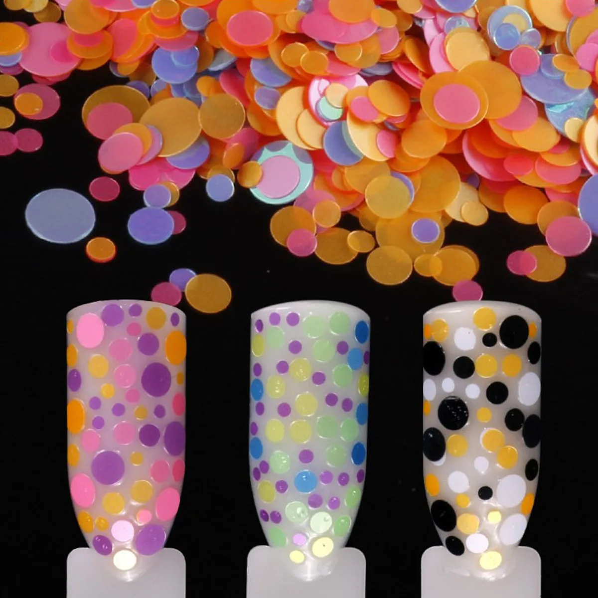 

1g/ box Holographic 12 Colors circular Shape Nail Sequins Flakes Mixed color Size Manicure Nail Art Decoration