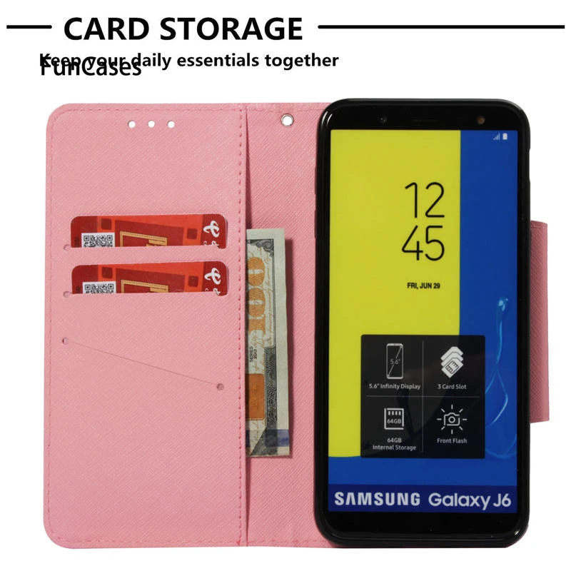 Большой Размеры магнитной кнопкой чехол для телефона samsung Galaxy J6 2018 SM J600FN из