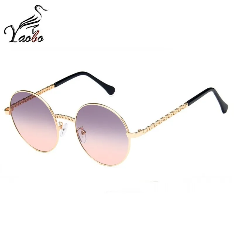 GREY TO PINK Мода негабаритные Круглые очки с оправой для Для женщин Брендовая Дизайнерская обувь Винтаж очки Для мужчин женские градиентные оттенки UV400 - Цвет линз: GREY TO PINK
