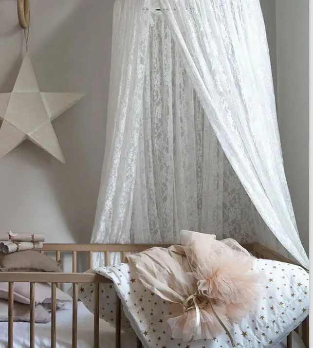 Nordic белый кружева принцесса кроватки сетки детская комната decorationdome мечта купол кровать занавес палатки
