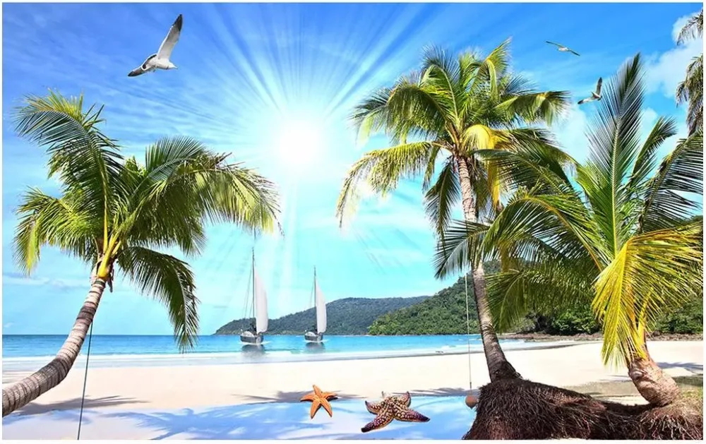 

Пользовательские фото обои 3d фрески обои для стен 3 d пляж морской пейзаж дерево фон для телевизора настенные бумаги украшение для дома