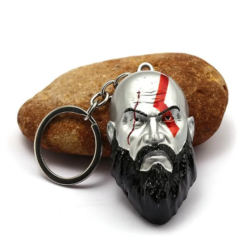 god war keychain HSIC Mixed God Of War 4 брелок для ключей Кратос топор меч Олимп Кратос Голова Череп оружие металлический брелок для мужчин llavero - Цвет: god war keychain