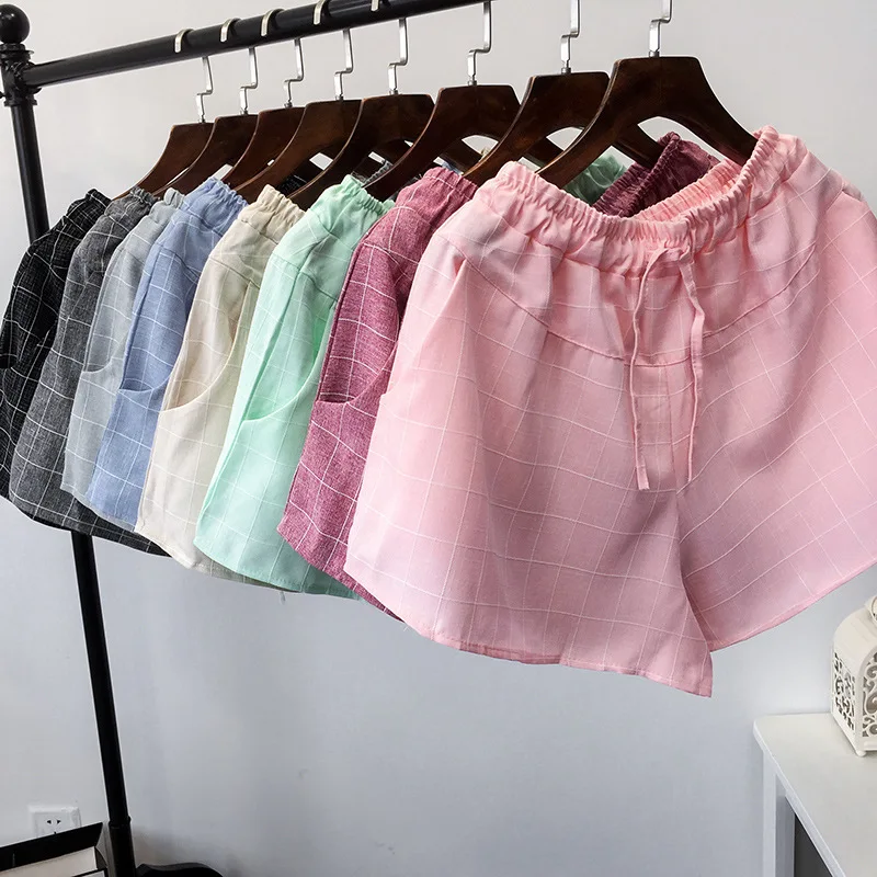 Для женщин летние свободные пляжные хлопковые и льняные шорты новинка 2017 года