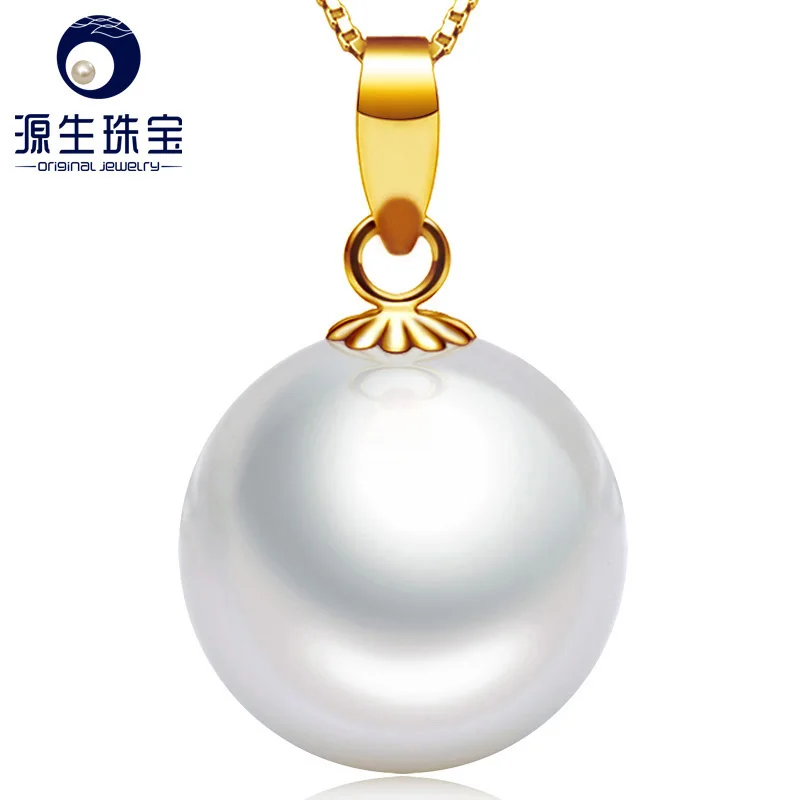 [YS] Горячая Распродажа классический кулон из белого пресноводного жемчуга 18 К с