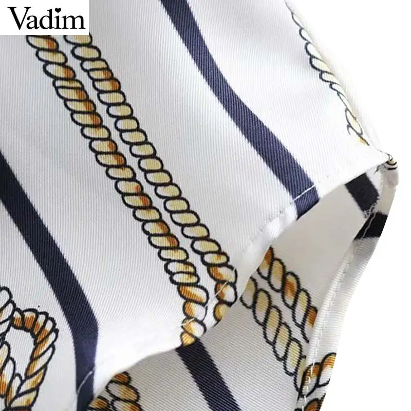 Vadim women striped prints long blouse sleeve turn down collar pocket pleated asymmetry shirts loose chic tops blusas LA824 |