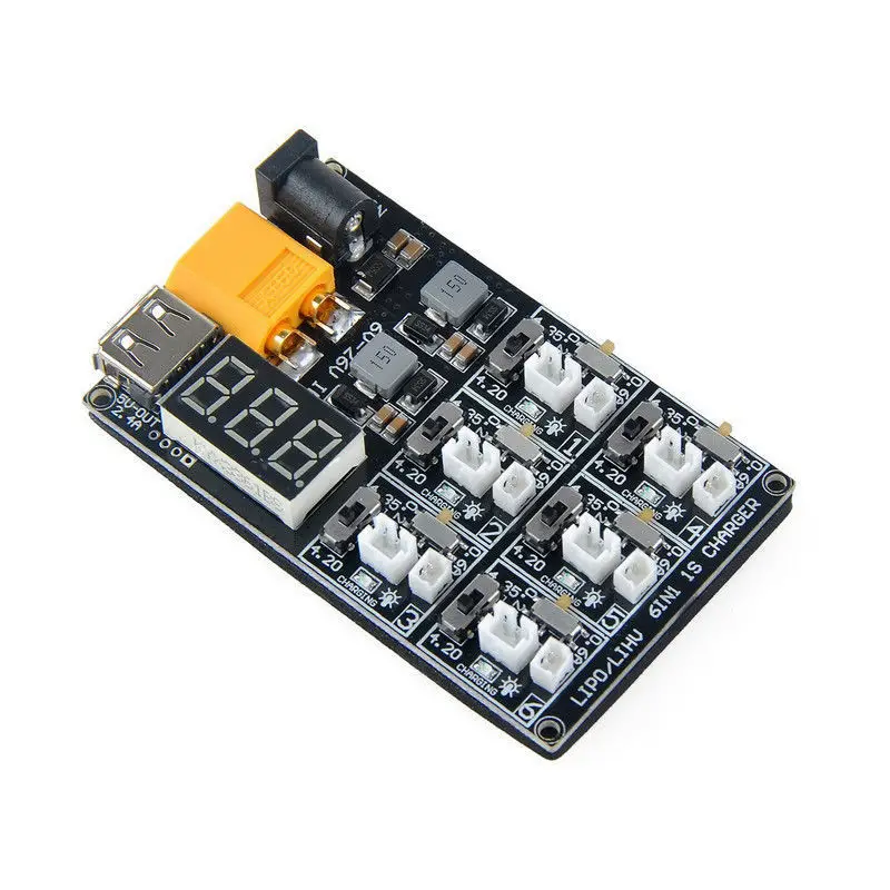 Новейшее зарядное устройство 6IN1 1S Lipo LiHV плата для зарядки XT60 12A3V адаптер