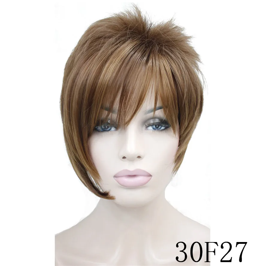 StrongBeauty женские парики Асимметричные наклонные челки короткие прямые боб натуральный Синтетический Полный парик 4 цвета - Цвет: Красно-коричневый цвет