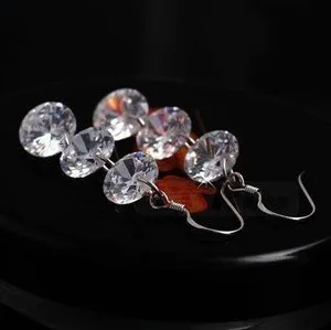 Модные серьги прозрачные круглые длинные серьги-капельки с кубическим цирконием
