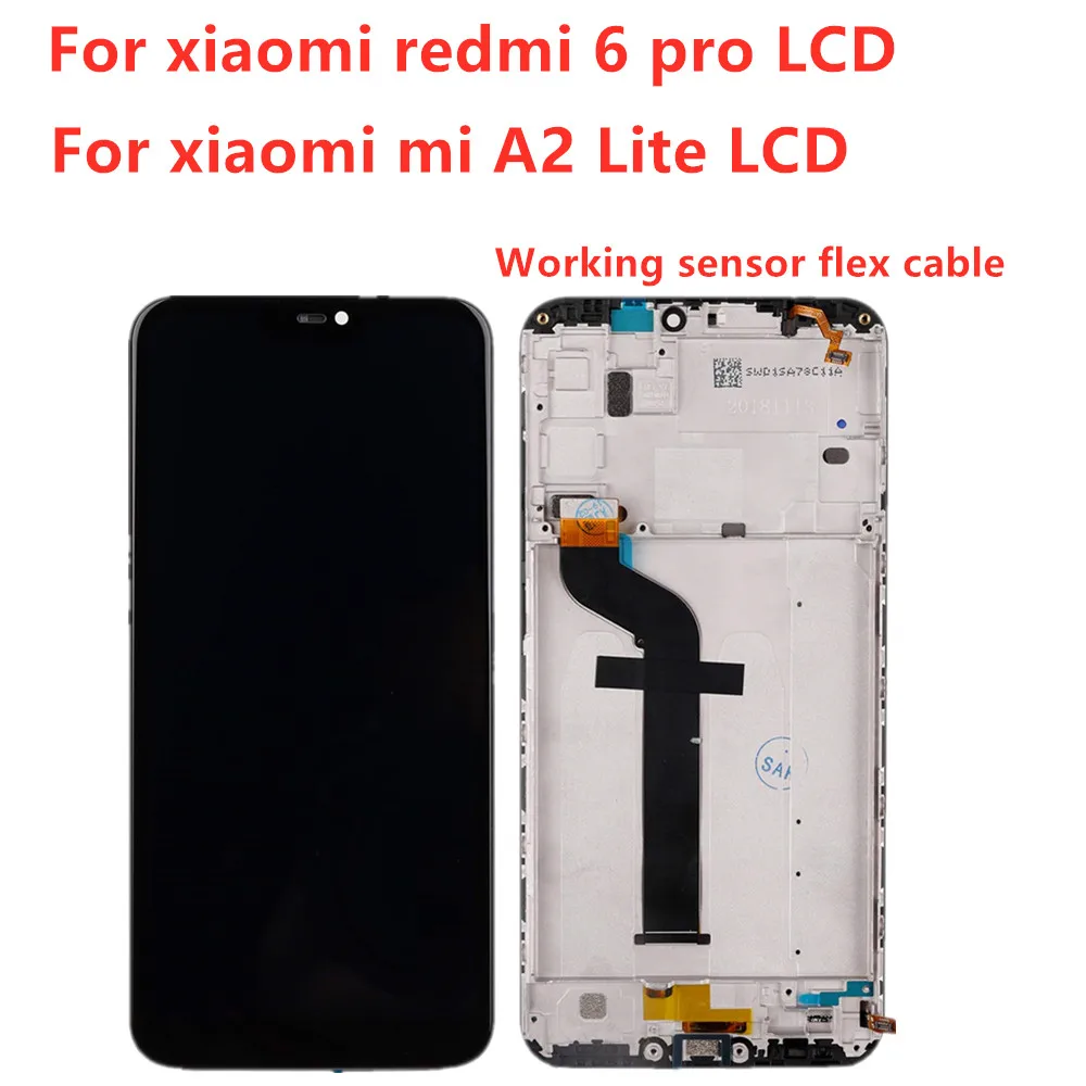 ЖК-дисплей для Xiaomi mi A2 Lite 5,84 дюймов кодирующий преобразователь сенсорного экрана в сборе для Xiao mi Red mi 6 Pro Рамка с бесплатными инструментами