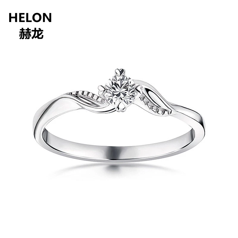 

1/10ct Natural Diamonds Engagement Wedding Ring Women Solid 14k White Gold Elegant Classic Ring Anniversary Lover Jewelry Gift
