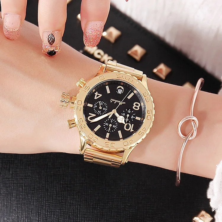 Роскошные женские часы с большим циферблатом индивидуальные модные золотые