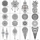 Индийский серьги Henna Mandala Временные татуировки-наклейки для женщин средства ухода за кожей Arm Искусство Цветочный тату черный поддельной кружевной кулон Девушка 