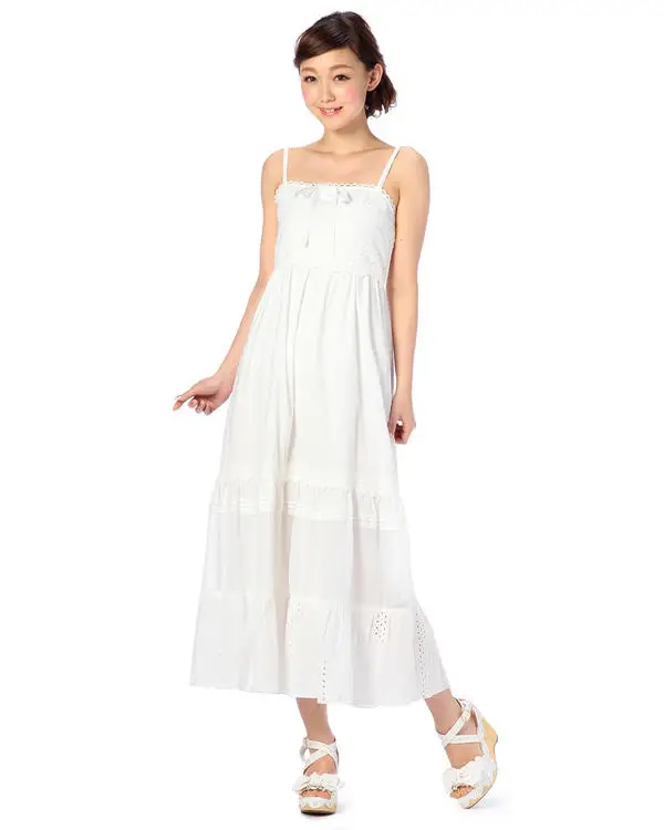 

Japanese L*z lisa layer stitching cotton embroidered flat necktie sling skirt
