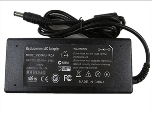 

15V 5A 75w Universal AC Adapter Battery Charger for TOSHIBA SATELLITE PRO A120-11H Tecra A10-104 M10-10H Laptop Free Shipping