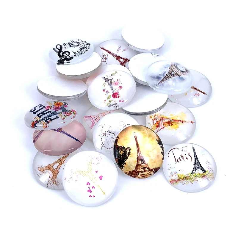 Круглые стеклянные кабошоны с узором Эйфелевой башни 18/20/25 мм 20 шт./лот для
