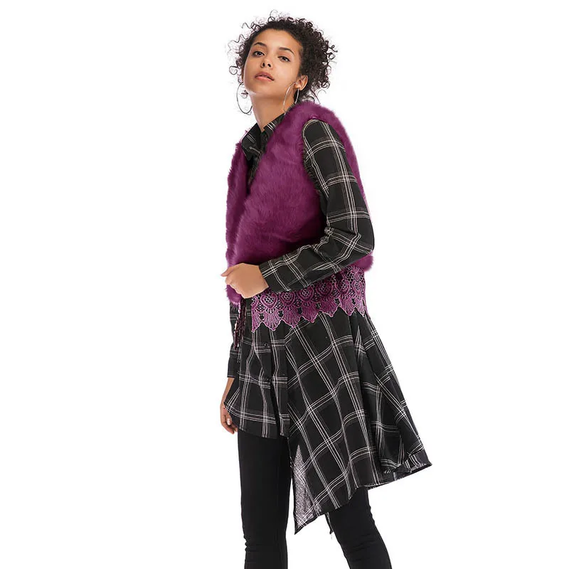 Женский жилет из искусственного меха зимняя безрукавка без рукавов с V образным