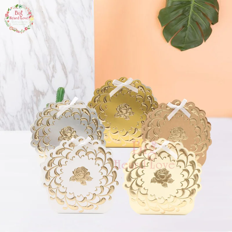 

25pcs Bronzing Rose Candy Box Vine Delicate Wedding Party Gift Paper Box Wedding Favor Party Supplies Party Decoration Marriage