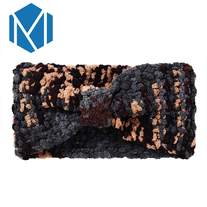 M MISM New Fashion Women Velvet Stretch Turban Pleated Headband Winter Warm Camouflage Ladies Hair Accessories Knitted Headwraps |