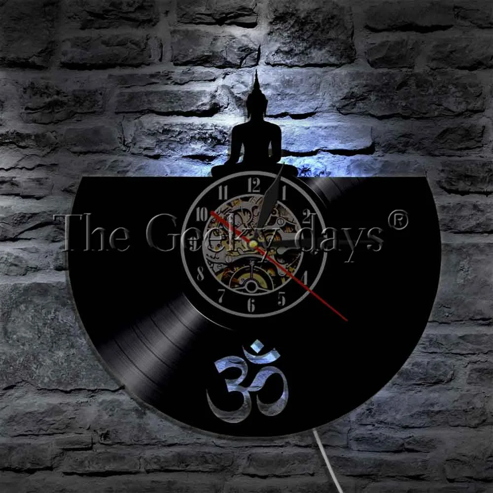  Buddha LED Wall Art Meditating Vinyl Clock Retro Unique Music Record Display Sign | Дом и сад