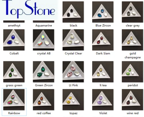 TopStone капелька из стеклянного кристала капли пришить коготь стразы с металлической схватка нескольких цветов Прямая Пришивные камень