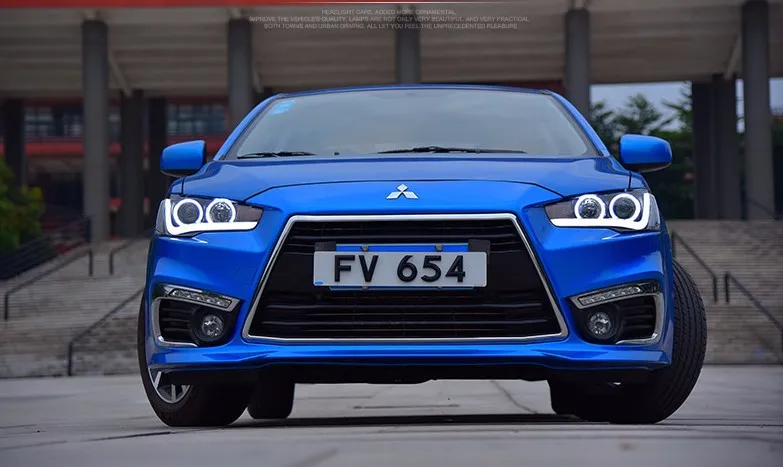 VLAND производитель автомобильных головных ламп для LANCER светодиодный головной светильник 2010 2011 2012 2013 головной светильник с ангельскими глазами H7 ксеноновая лампа
