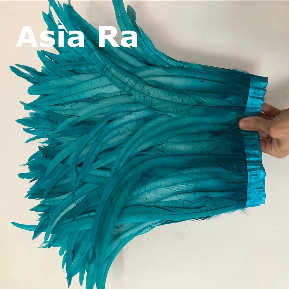 Бесплатная доставка 2 ярда Бирюзовый синий окрашенный coque перо планки 35 40 см 14 16