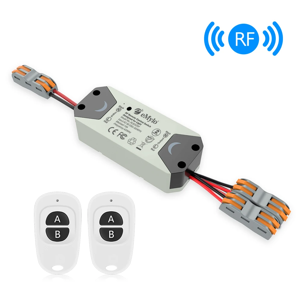 

eMylo RF Switch Remote Control Switch AC 90V 220V 2ch 433mhz Wireless Light Switch RF Relay Module Smart Home Appliance 1pc