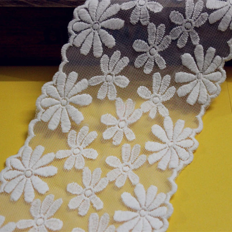 

10 yard 11cm 4.33" wide ivory mesh embroidery lace trim ribbon 1025919L4K839