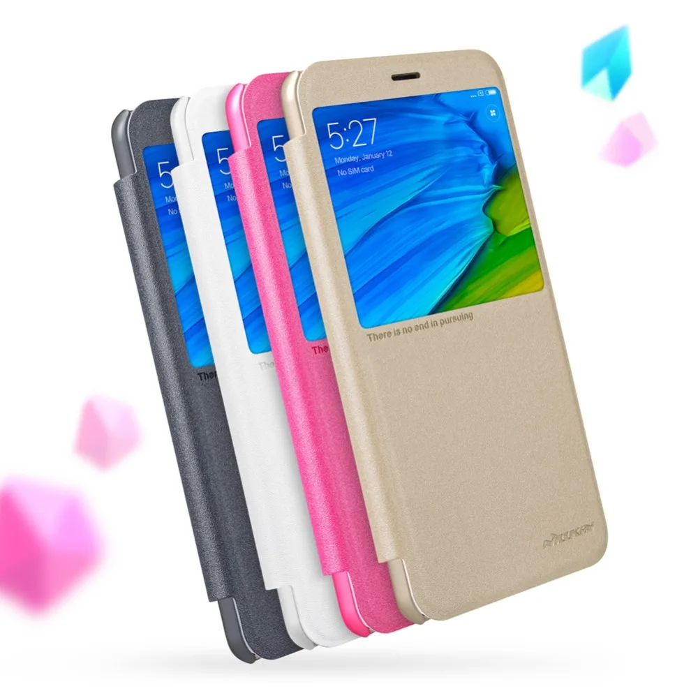 Чехол для redmi note 5 pro 99 дюймов NILLKIN блестящий чехол флип умный с окошком просмотра PC