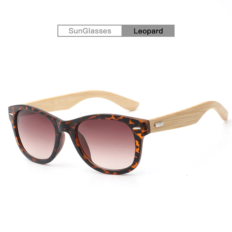 leopard AZB бамбука ноги солнцезащитные очки для женщин Gafas Матовый Ретро UV400 зеркальные очки Брендовые дизайнерские очки солнцезащитные очки anteojos de sol mujer - Цвет линз: leopard