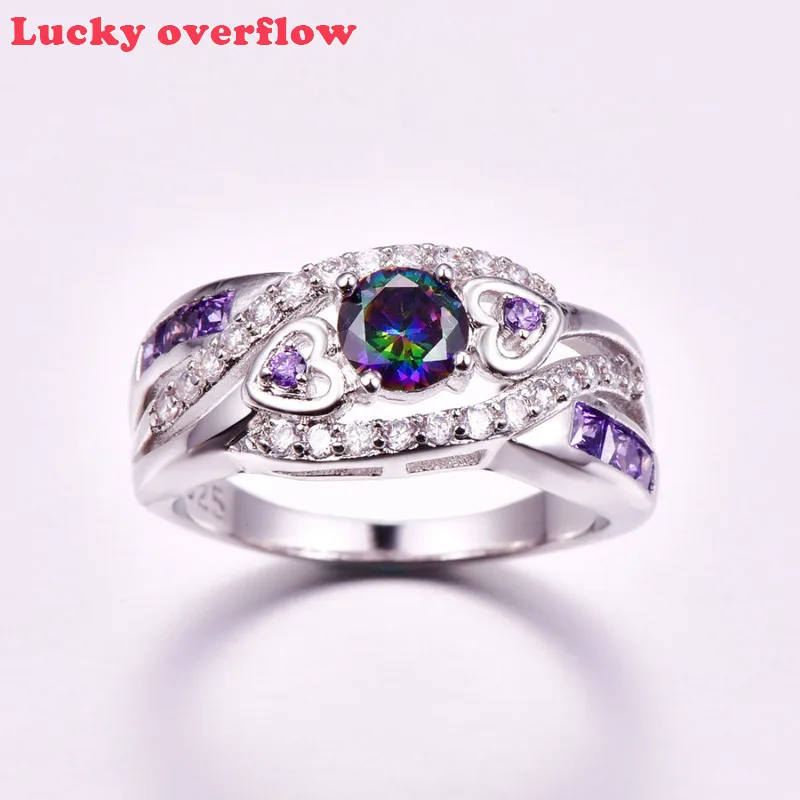 Luckyoverflow Модные женские кольца в форме сердца Свадебные ювелирные изделия
