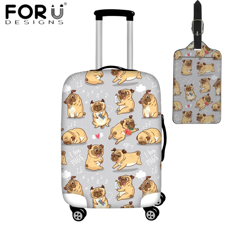 FORUDESIGNS/ дорожный Чехол для багажа, милый забавный мопс, Pupies, защита для багажа, чемодан, Защитные Чехлы, водонепроницаемый чехол - Цвет: HMG867-2pcs