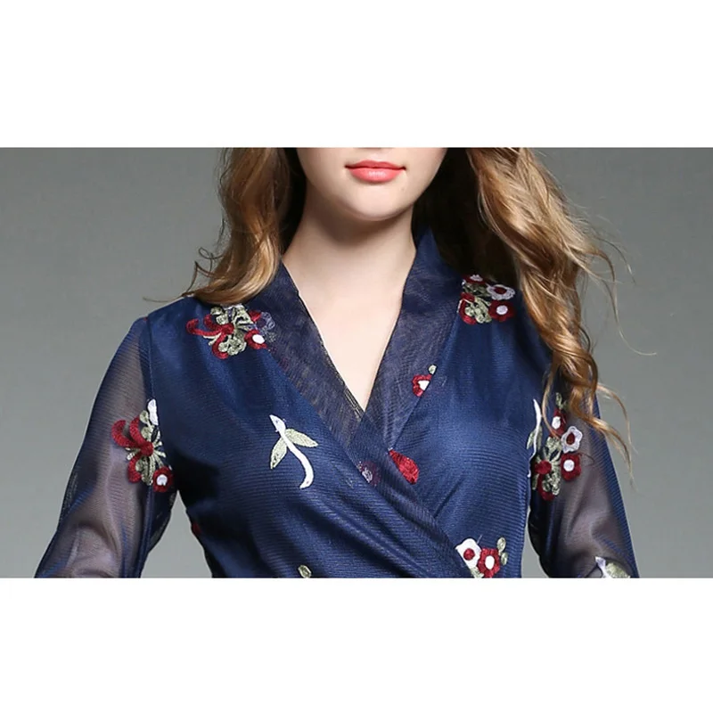 Lusumily новинка 2019 весеннее женское платье с вышивкой цветочное вырезом Vestidos для