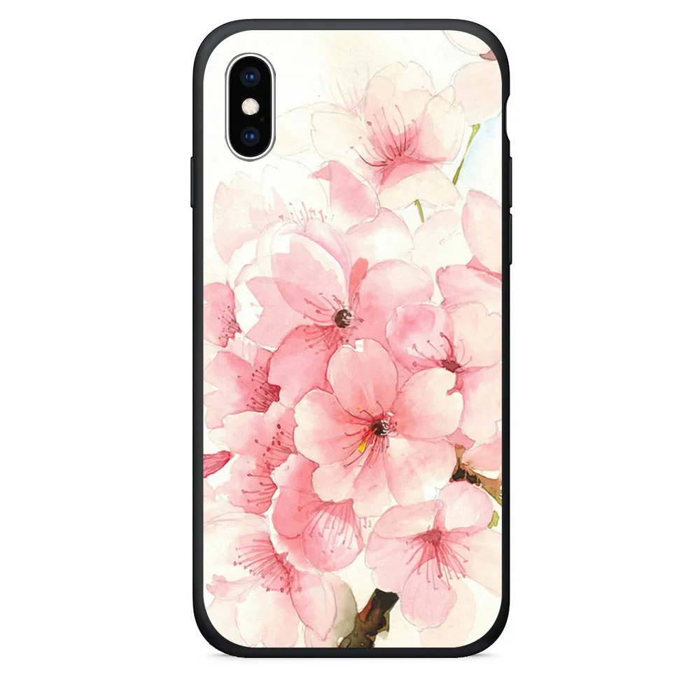 Мягкий цветной чехол из ТПУ для iphone xs max с розовыми цветами силиконовый 8 Plus чехлы |