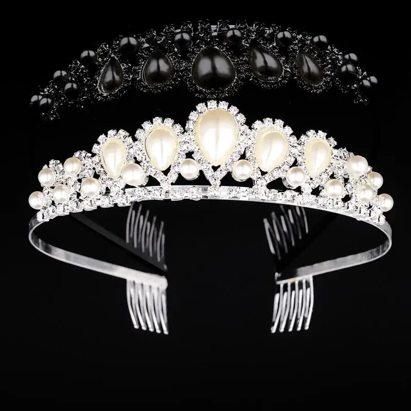 Бесплатная доставка Блестящий Свадебный головной убор с жемчужинами Свадебная