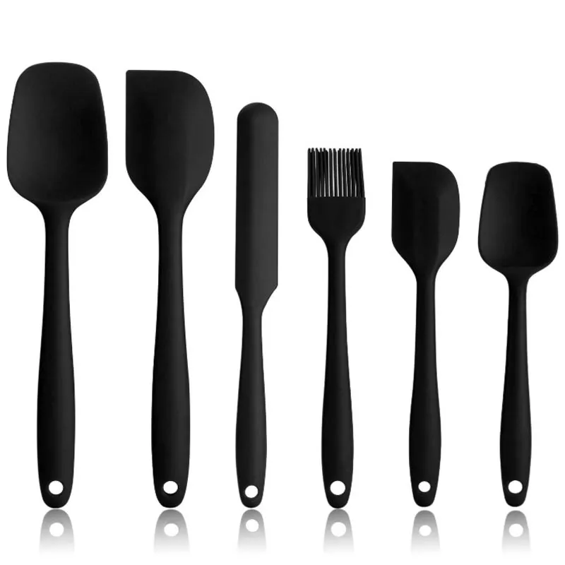 Black 6PCs Британский силиконовый термостойкий шпатель кисть для смазывания выпечки набор посуды 6/3 в 1 - Цвет: Black 6PCs