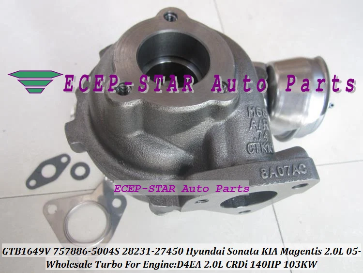 Турбокомпрессор GTB1649V 757886-5004S 757886 28231-27450 для HYUNDAI Sonata KIA Magentis OPTIMA 2.0L CRDi 05- D4EA 140HP