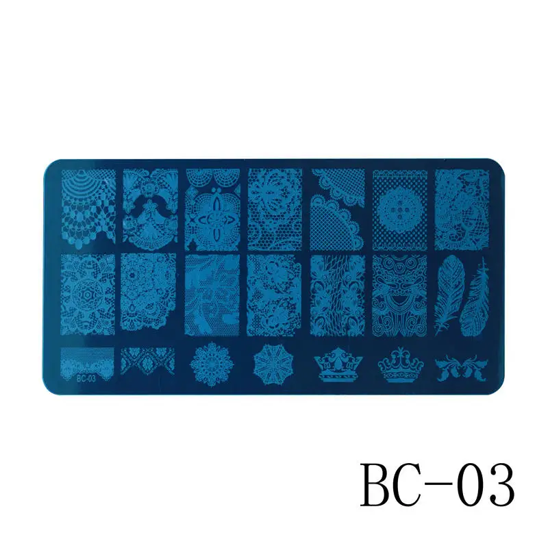 BC-03 20 различных дизайнов для ногтей тиснения кружевной/Хэллоуин/Рождество изображение Сталь пластины нейл-арта Шаблоны DIY салонные инструменты - Цвет: BC-03